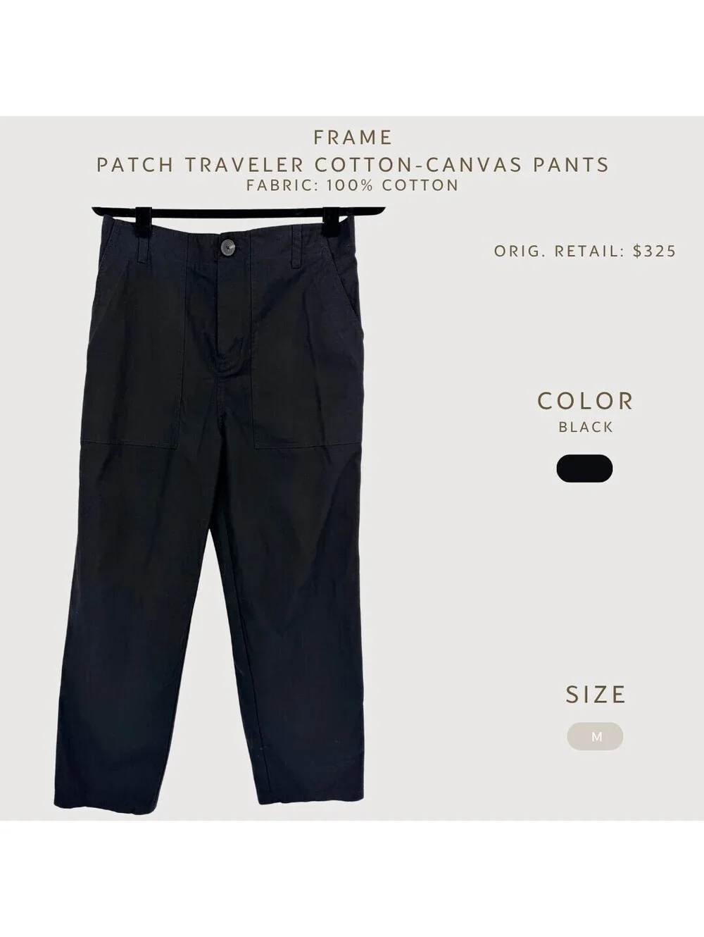 Frame Traveler Cotton Canvas Utility Pants Black Medium